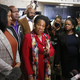 U.S. Rep. Sheila Jackson Lee, center, speaks to the media before a hearing at Tulsa County Courthouse, Monday, May 2, 2022, in Tulsa, Okla. A judge ruled Monday that a lawsuit can proceed that seeks reparations for survivors and descendants of victims of the 1921 Tulsa Race Massacre.
